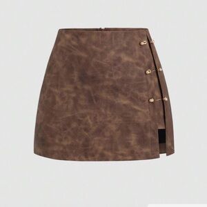 Shein Brown Buckle Skirt